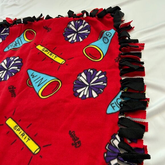 Handmade Soft Reversable Soft Tie Large Throw Fleece Blanket "School Spirit" - Picture 3 of 8